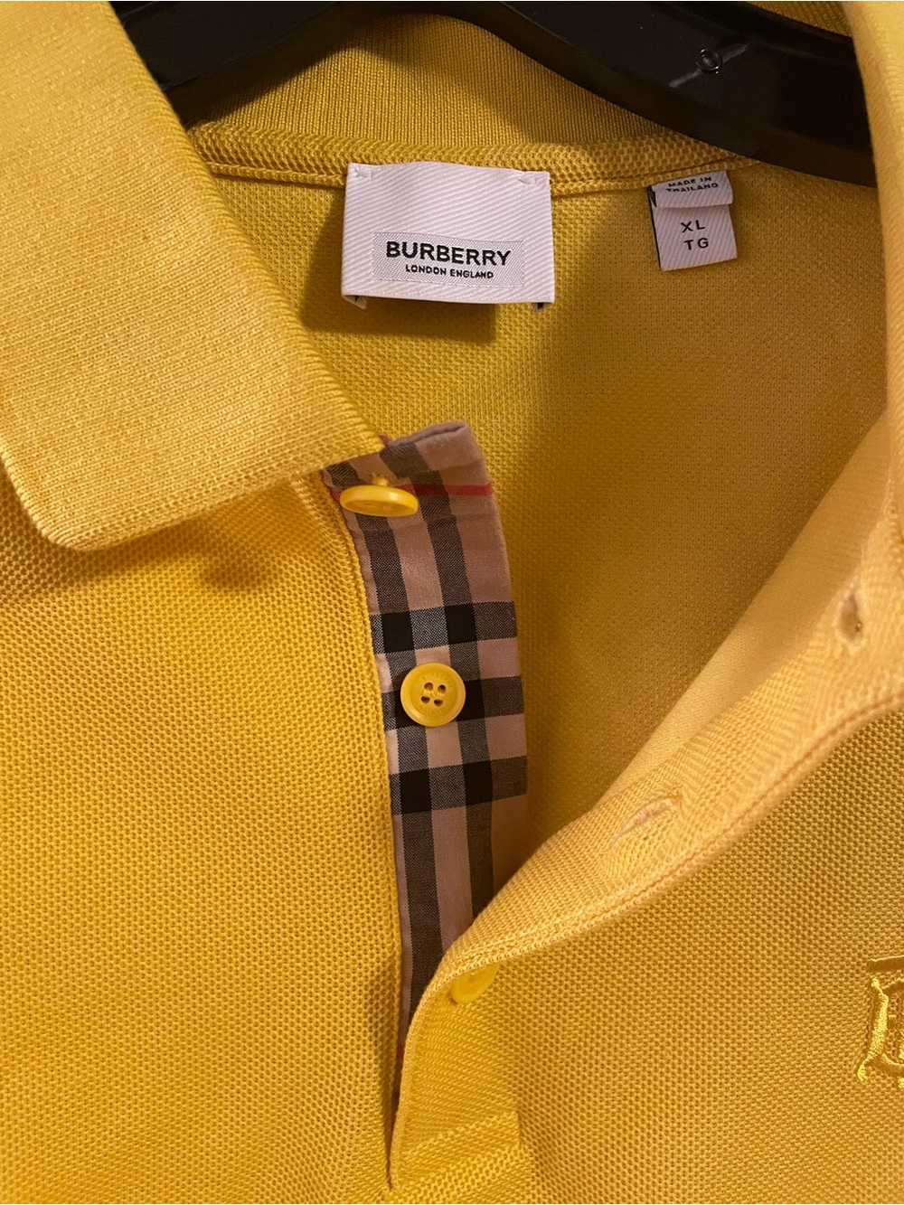 Burberry Yellow Polo with Signature Check Placket Xl - Picture 2 of 10